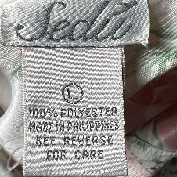 Sedu Large Floral Sleepwear Slip Nightgown White Pink Roses Lace V-Neck - Picture 6 of 7